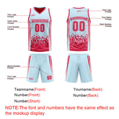 Custom Red Light Red Reversible Basketball Suit for Adults and Kids Personalized Jersey